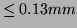$ \le 0.13mm$
