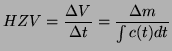 $\displaystyle HZV = \frac{\Delta V}{\Delta t} = \frac{\Delta m}{\int{c(t)dt}}$